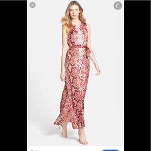 Michael Kors coral red snake print maxi dress